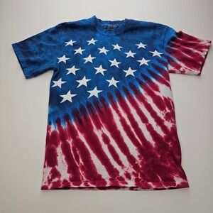 Liquid Blue Mens American Flag Tie Dye T-Shirt Stars Stripes Red White Blue M